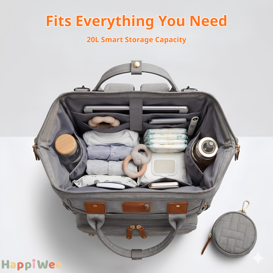 HappiWee™ Baby Diaper Bag with Portable Changing Station - Big Enough for the Day