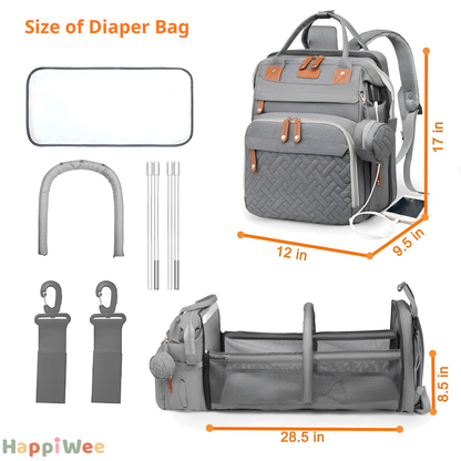 HappiWee™ Baby Diaper Bag with Portable Changing Station - Big Enough for the Day